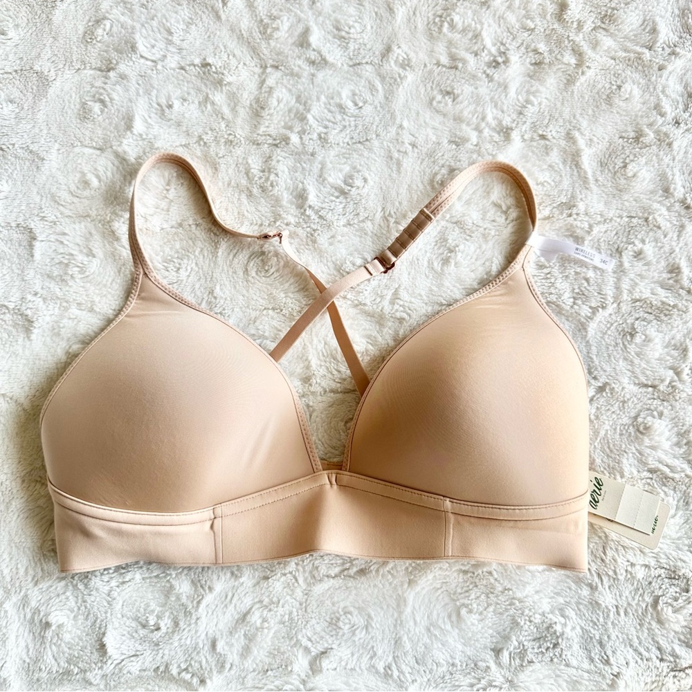 Aerie Bra Womens 34C Beige Real Me Full Coverage Wireless Adjust Hook Eye NWT